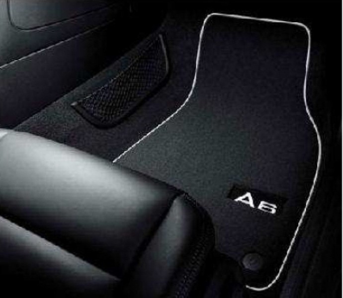 Original Audi A6 Fußmatten (4F), Premium Textilmatten mit Schriftzug, Veloursmatten