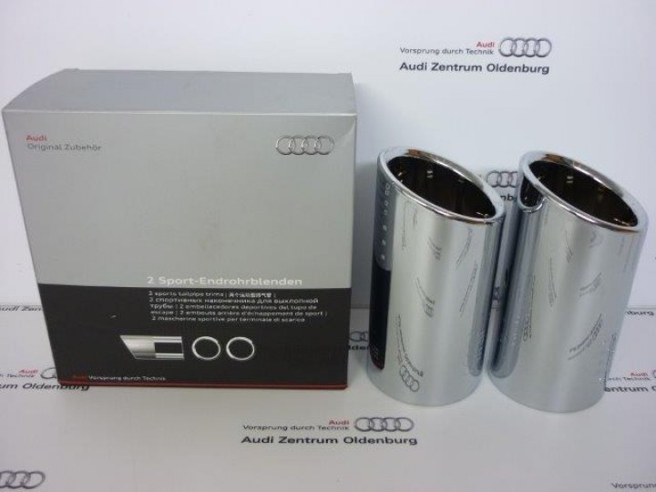 2x Original Endrohre Auspuffblende Blenden in Chrom für Audi ab